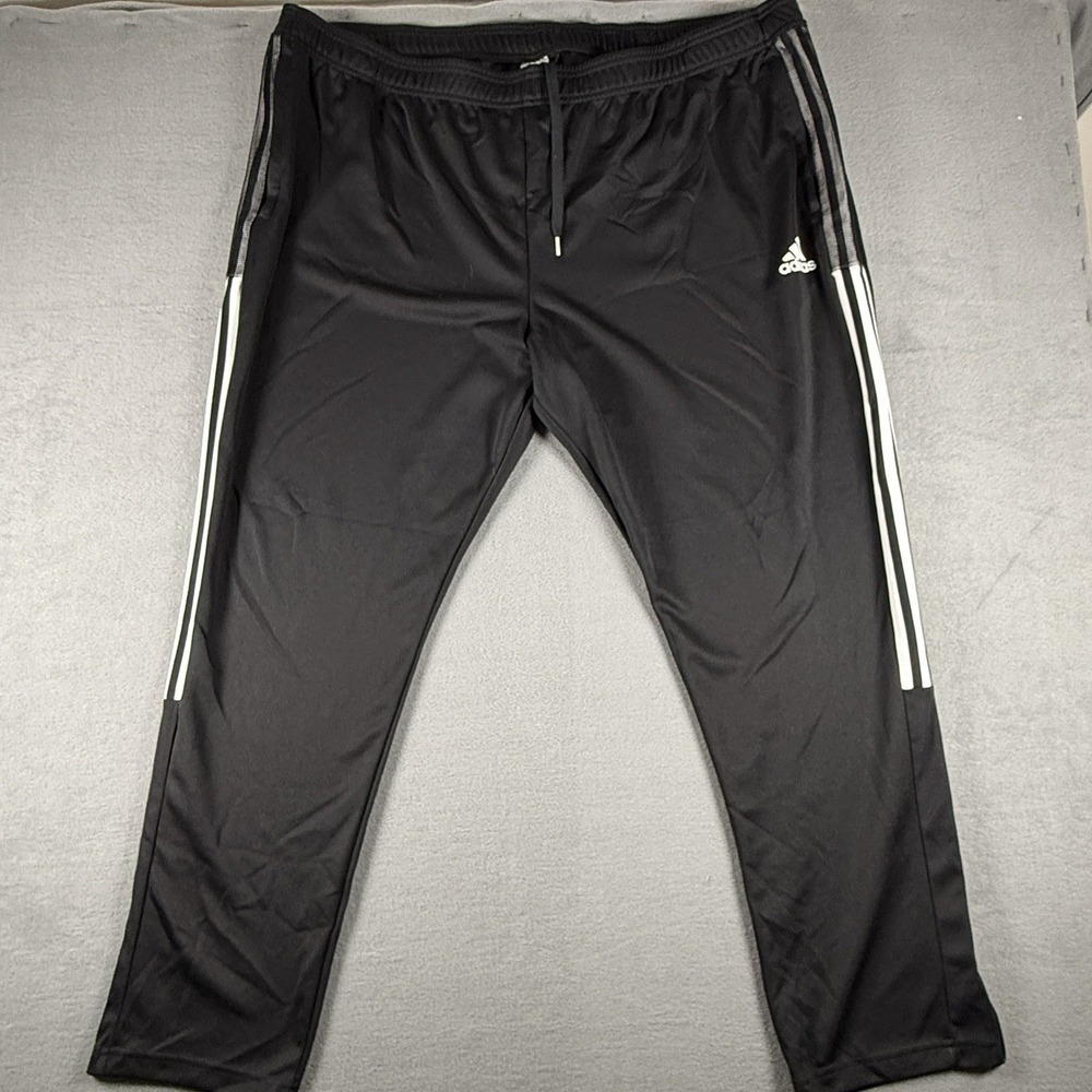adidas Track Pant‎ Men 4XL Black White 3 Stripe Logo Pockets Tapered **